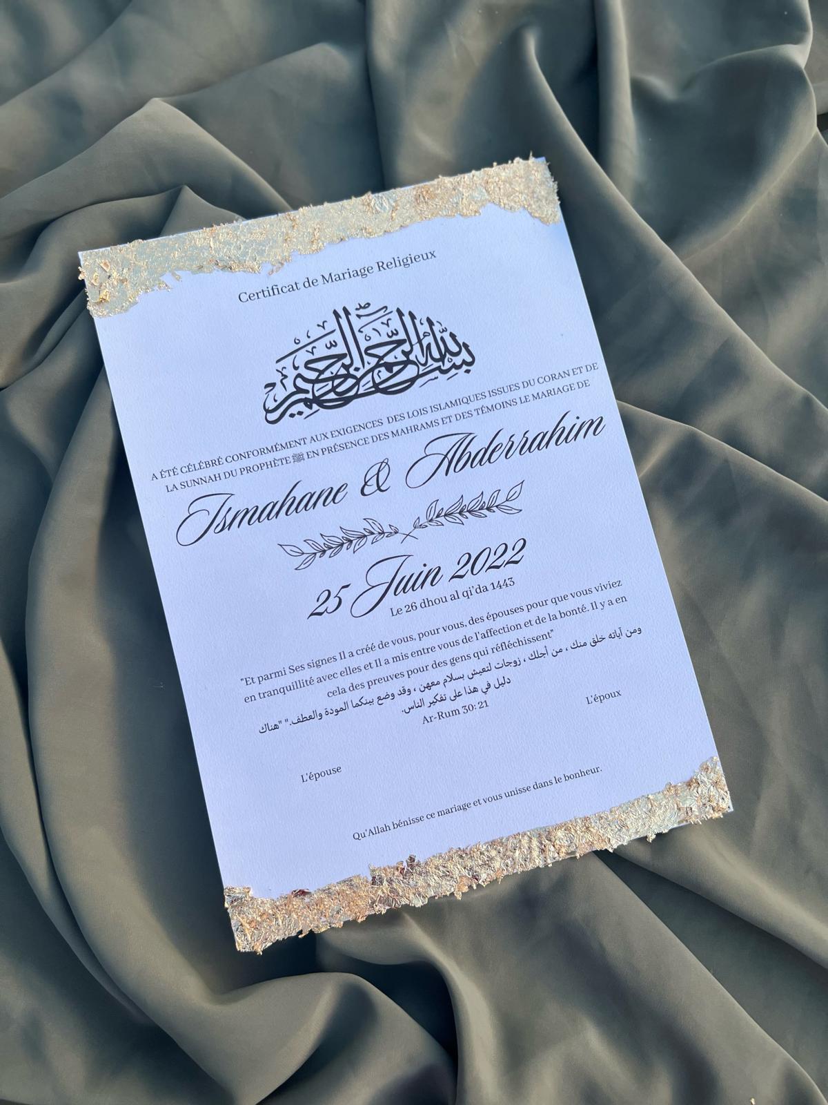 Certificat de mariage - 100% personnalisable